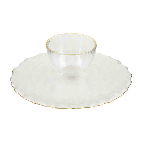 MUD PIE GLASS REVERSIBLE CHIP AND DIP SET