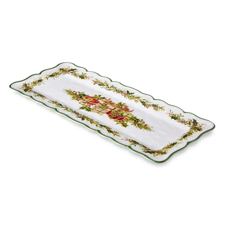 Certified International Holly Tree Rectangular Platter 19in X 8in