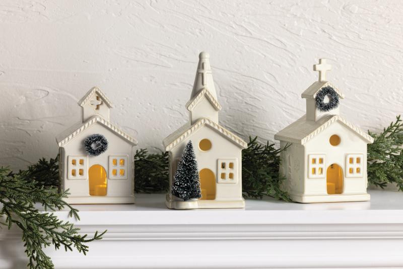 MUD PIE LARGE CERAMIC CHURCH SITTER