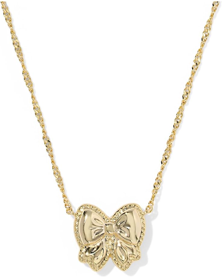 KENDRA SCOTT HALEY BOW SHORT PENDANT NECKLACE GOLD ROSE VIOLET MOTHER OF PEARL