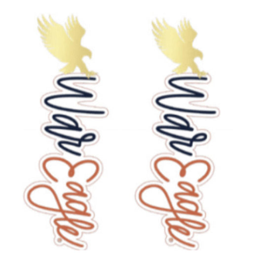 Mary Square  AU Navy/Orange War Eagle Earrings