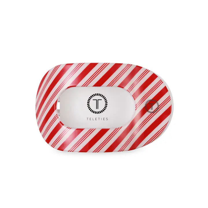 Teleties Flat Round Hair Clip | Medium | Candy Cane Crush