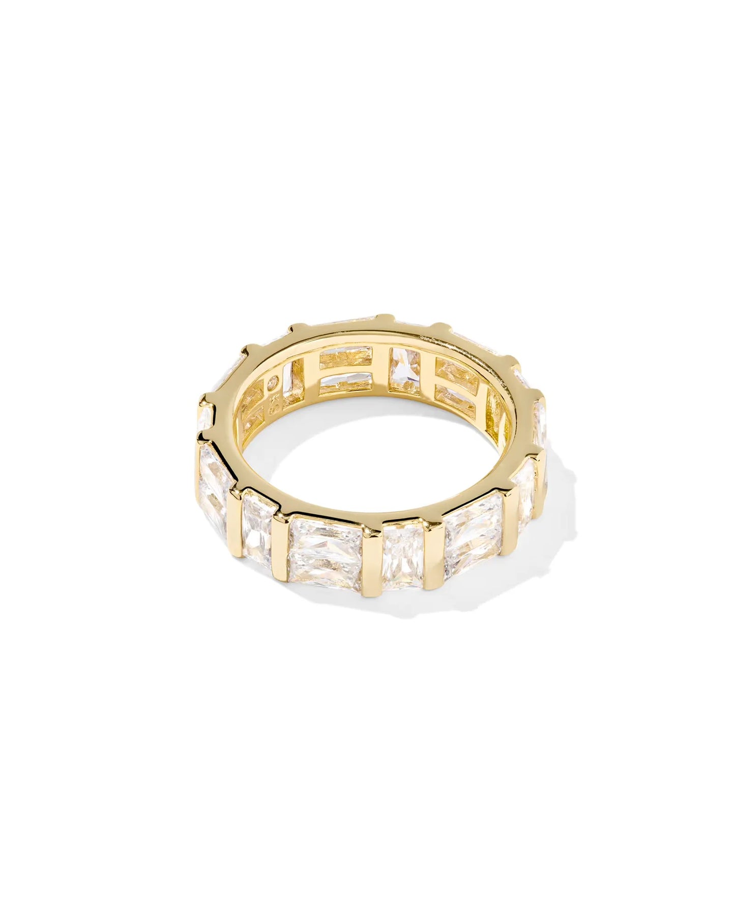 KENDRA SCOTT JAMIE BAND RING GOLD WHITE CZ 9