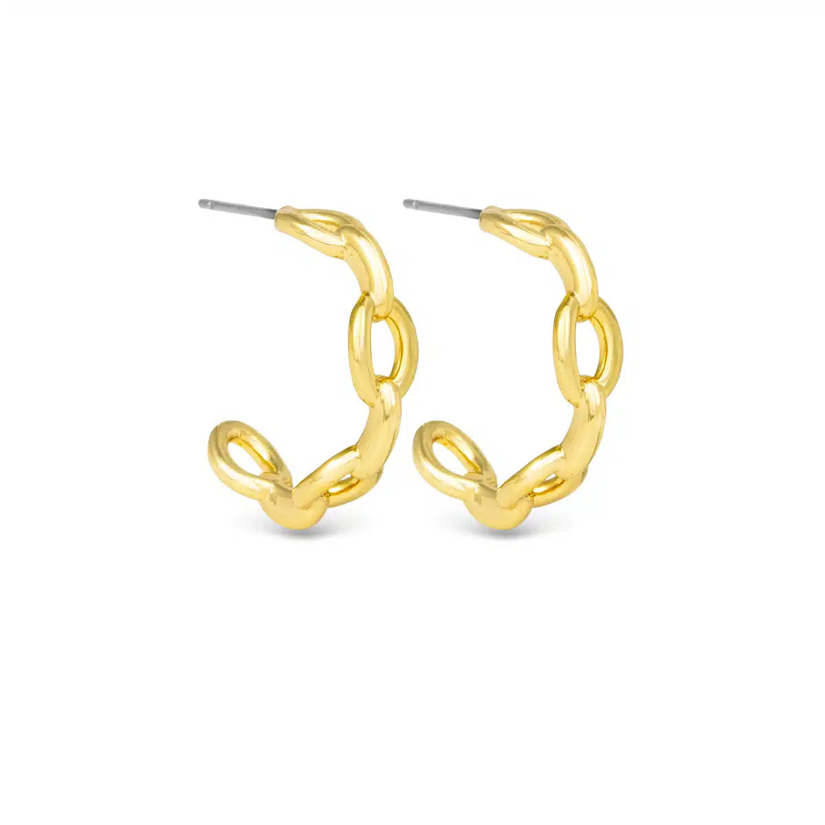 AMANDA BLU LONDON POLISHED CHAIN LINK HOOP GOLD EARRINGS