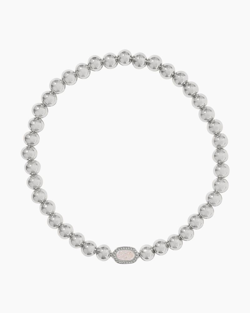 KENDRA SCOTT MINI ELAINA STRETCH BRACELET SILVER IRIDESCENT DRUSY