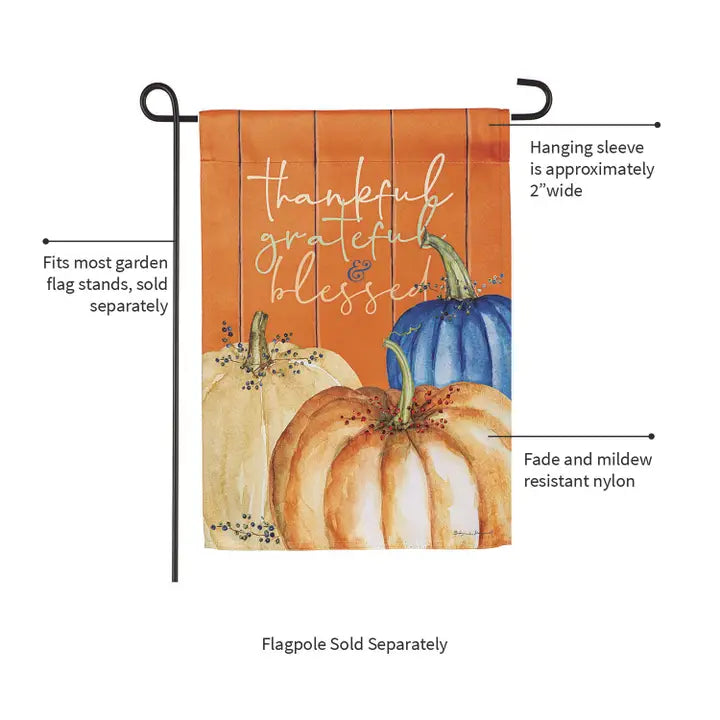 Evergreen Enterprises Thankful, Grateful, and Blessed Suede Garden Flags