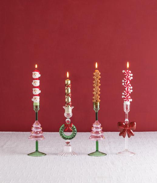 MUD PIE SANTA MINI TAPER CANDLE SET OF 2