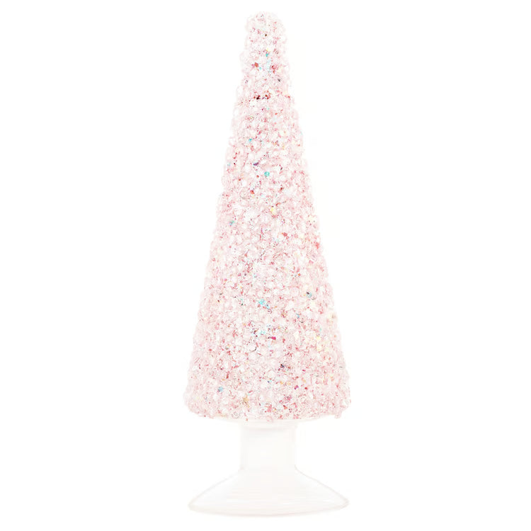 KARMA GLASS TREE SM PINK GLITTER