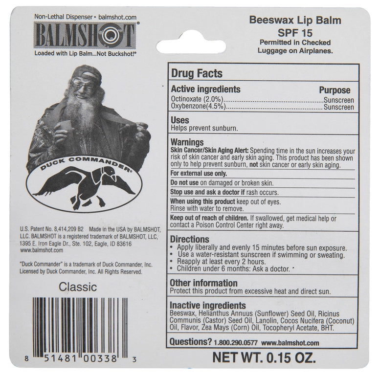Balmshot & Duck Commander Beeswax Spf Lip Balm