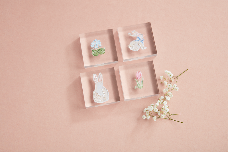 MUD PIE PINK TULIP ACRYLIC BLOCK
