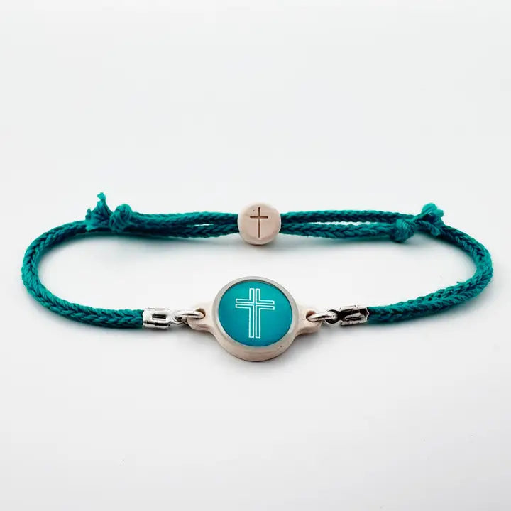 Versible Tap To Pray™ - Survivor Series Handmade Bracelets-Turquoise + Cross