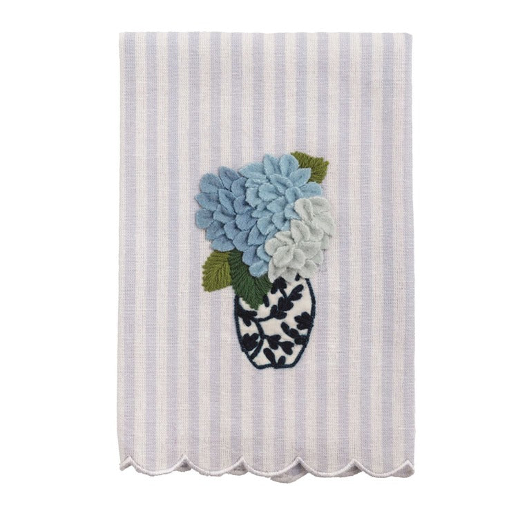MUD PIE Hydrangea Topiary Embroidered Towels