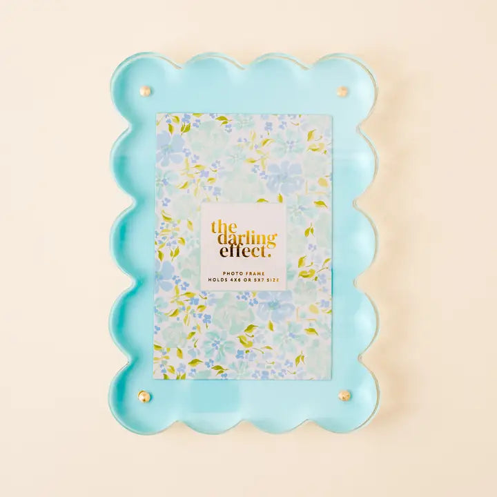 The Darling Effect Rectangle Scalloped Acrylic Frame-Blue