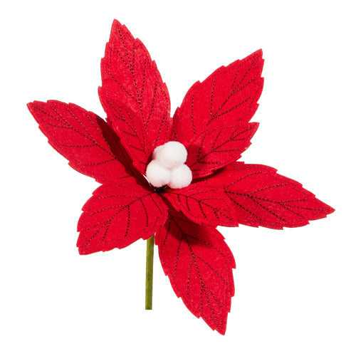 RAZ Imports 9" RED POINSETTIA FELT CLIP-ON ORNAMENT