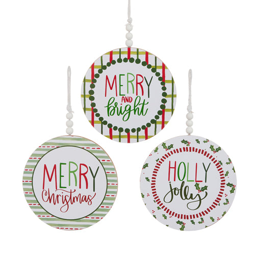 RAZ Imports 9" PATTERN CHRISTMAS DISK ORNAMENT