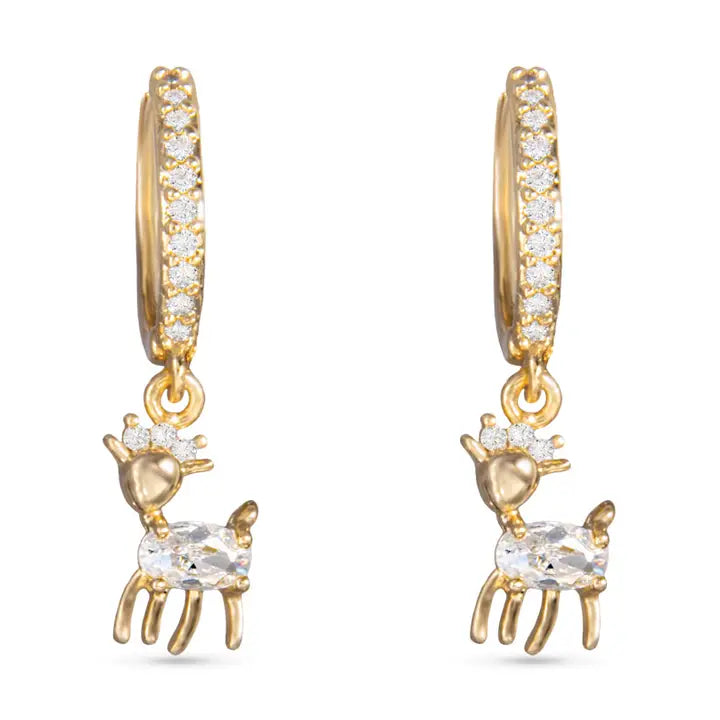 Amanda Blu Gold Clear Reindeer Drop Earrings