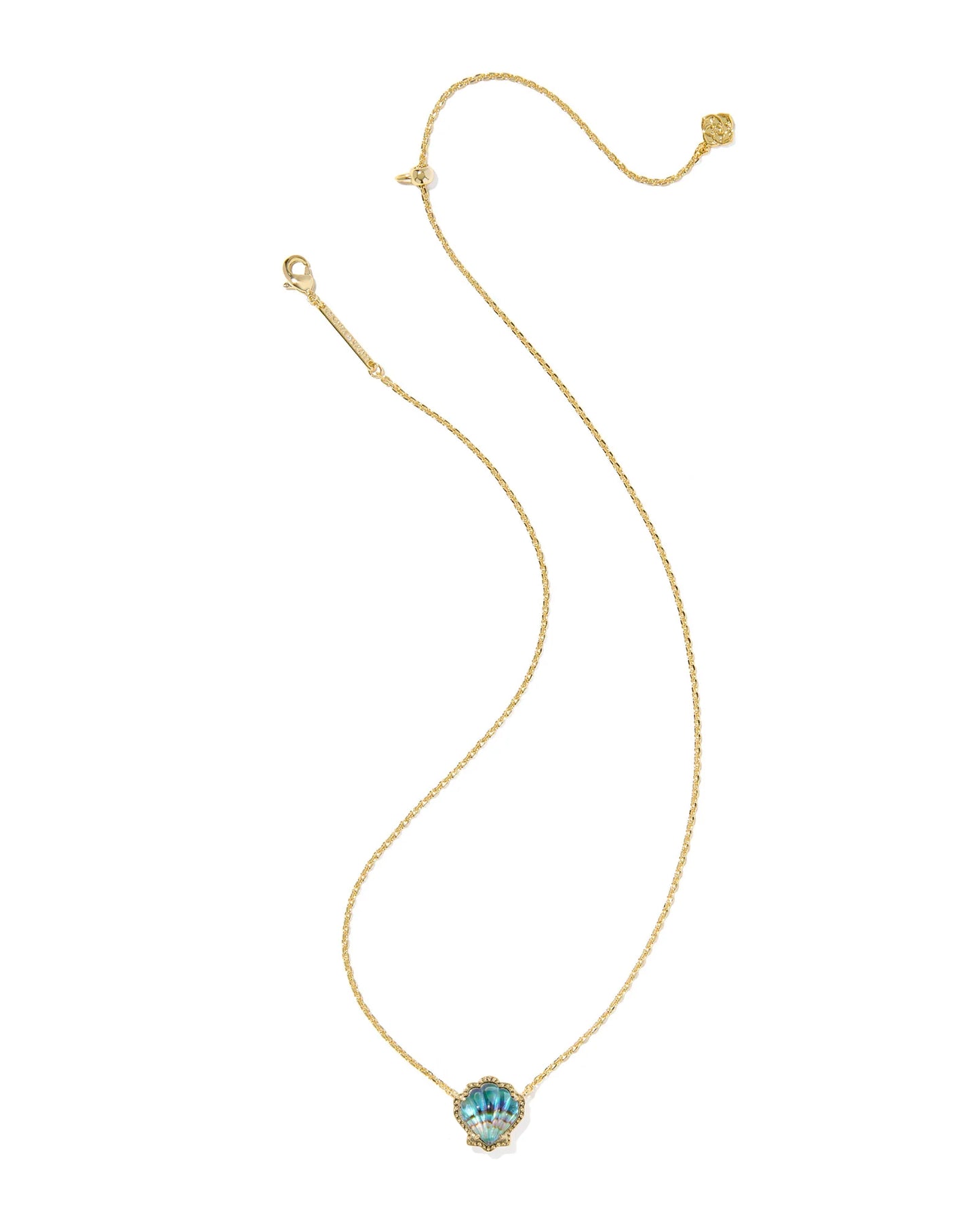 KENDRA SCOTT BRYNNE SHELL SHORT PENDANT NECKLACE GOLD ABALONE