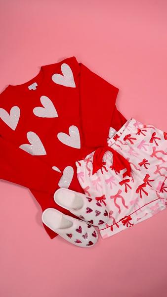 MUD PIE VALENTINE SPARKLE SWEATSHIRT-RED