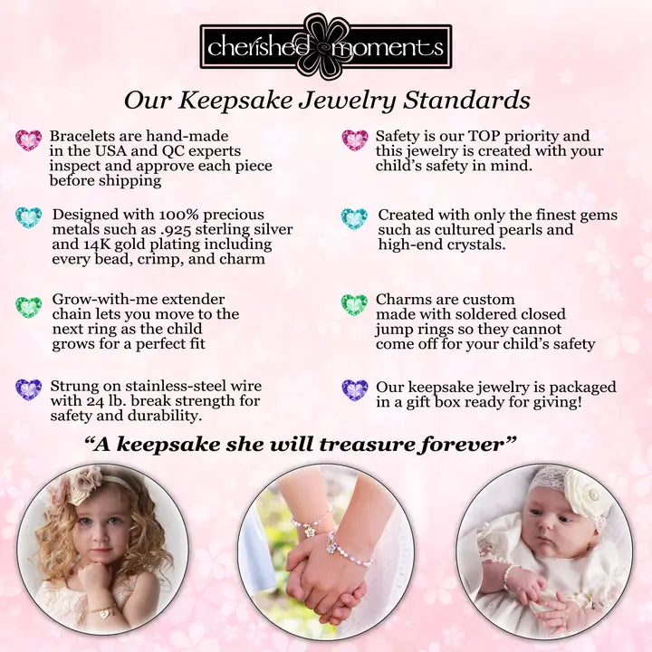 Cherished Moments Sterling Silver Little Sister Bracelet with Heart Baby Gift