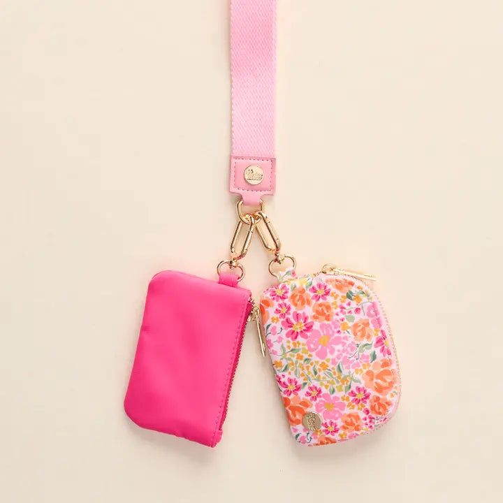 The Darling Effect Dynamic Duo Pouch Wristlet-Secret Garden Pink