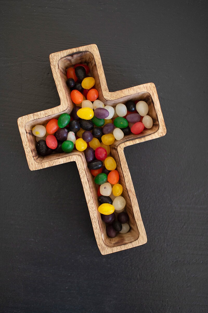 Kalalou Wooden Christmas Cross Bowl