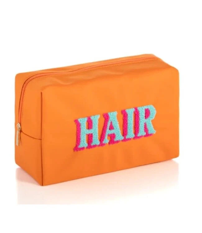 SHIRALEAH JOY HAIR ZIP POUCH, ORANGE