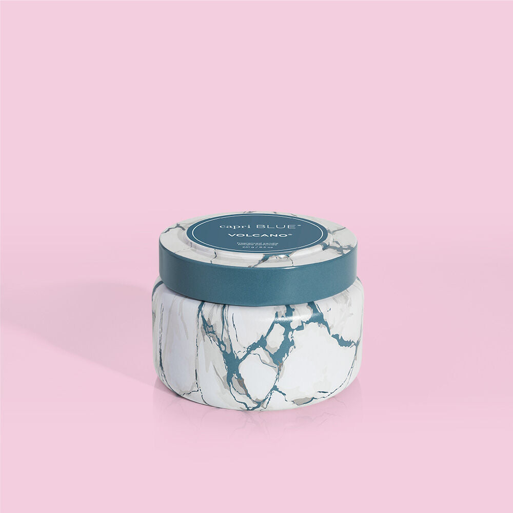 capri BLUE Volcano Modern Marble Printed Travel Tin, 8.5 oz