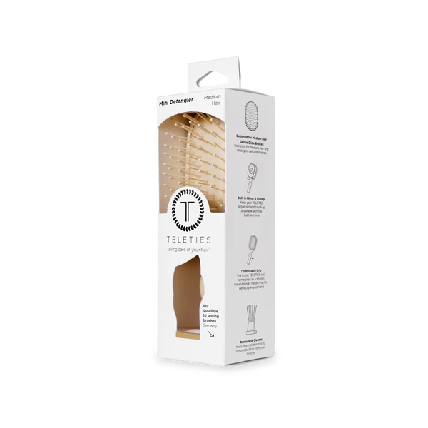 Teleties Mini Detangler Hair Brush for Medium Hair - Tan