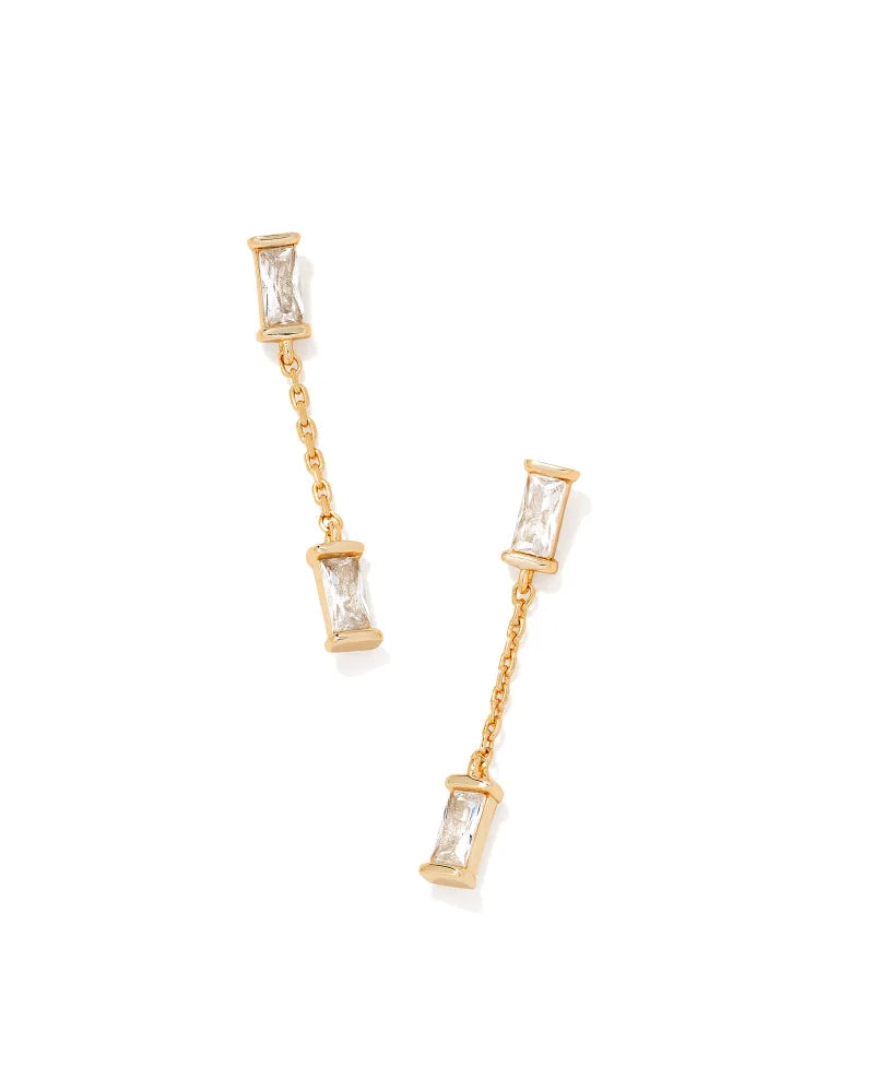 Kendra Scott Juliette Gold Drop Earrings in White Crystal