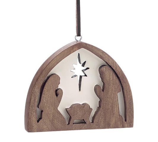 burton + BURTON HOLY FAMILY SILHOUETTE MANGO WOOD ORN