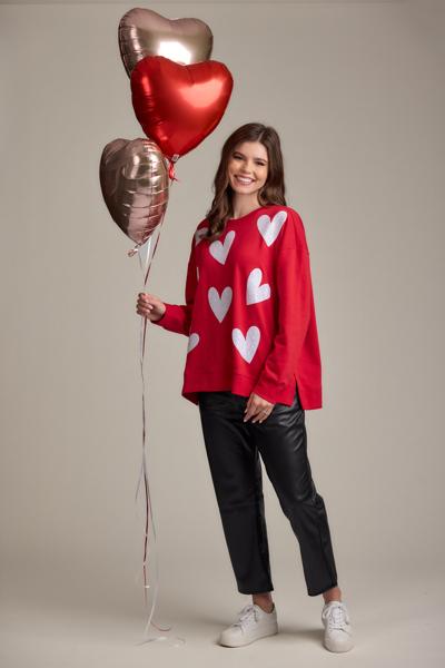 MUD PIE VALENTINE SPARKLE SWEATSHIRT-RED