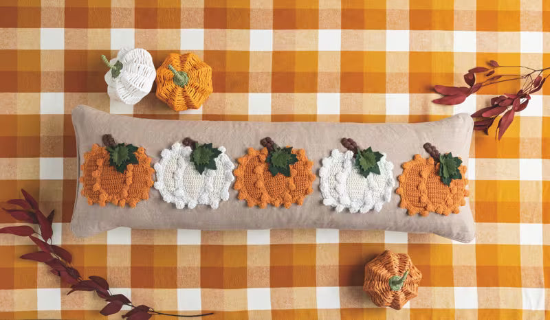 MUD PIE LONG PUMPKIN KNIT PILLOW