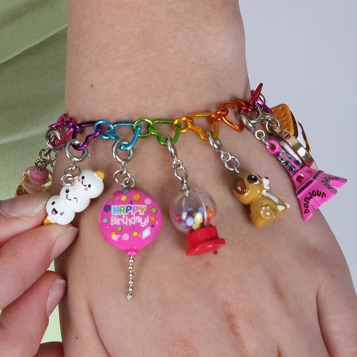 Charm It! Rainbow Heart Link Bracelet