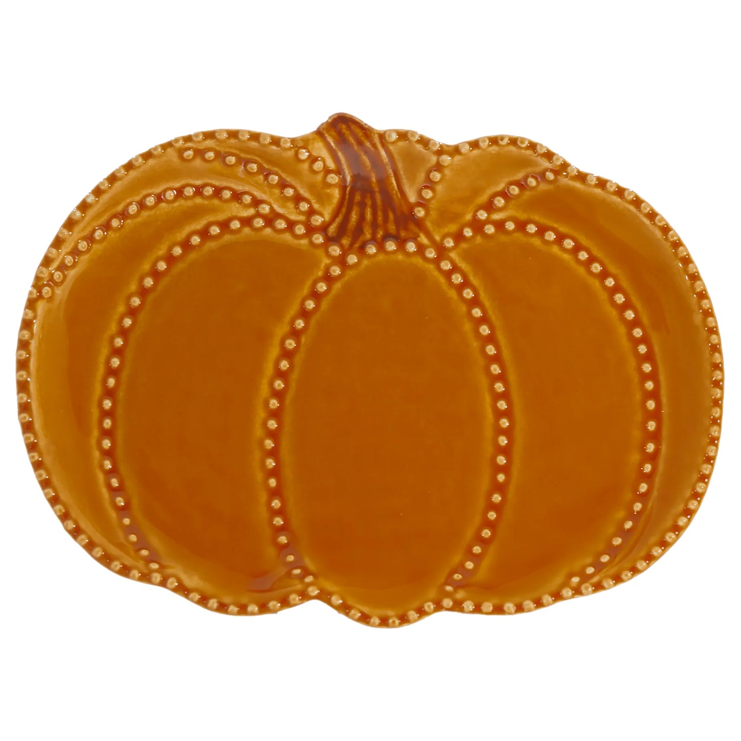 Boston International Orange Beaded Edge Pumpkin Plate Small