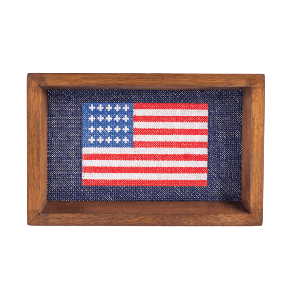 MUD PIE NEEDLEPOINT FLAG TRAY