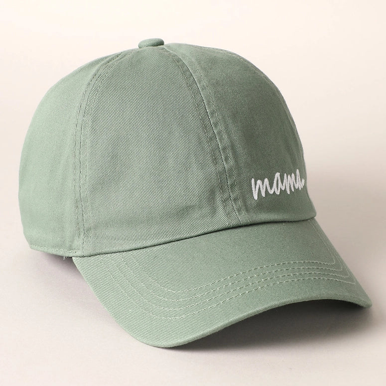 Mama Letters Embroidered Baseball Cap-Sage