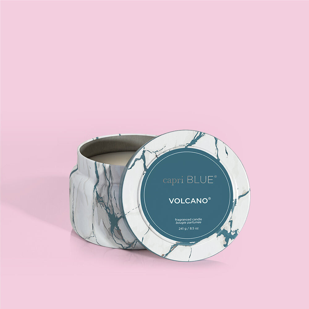 capri BLUE Volcano Modern Marble Printed Travel Tin, 8.5 oz