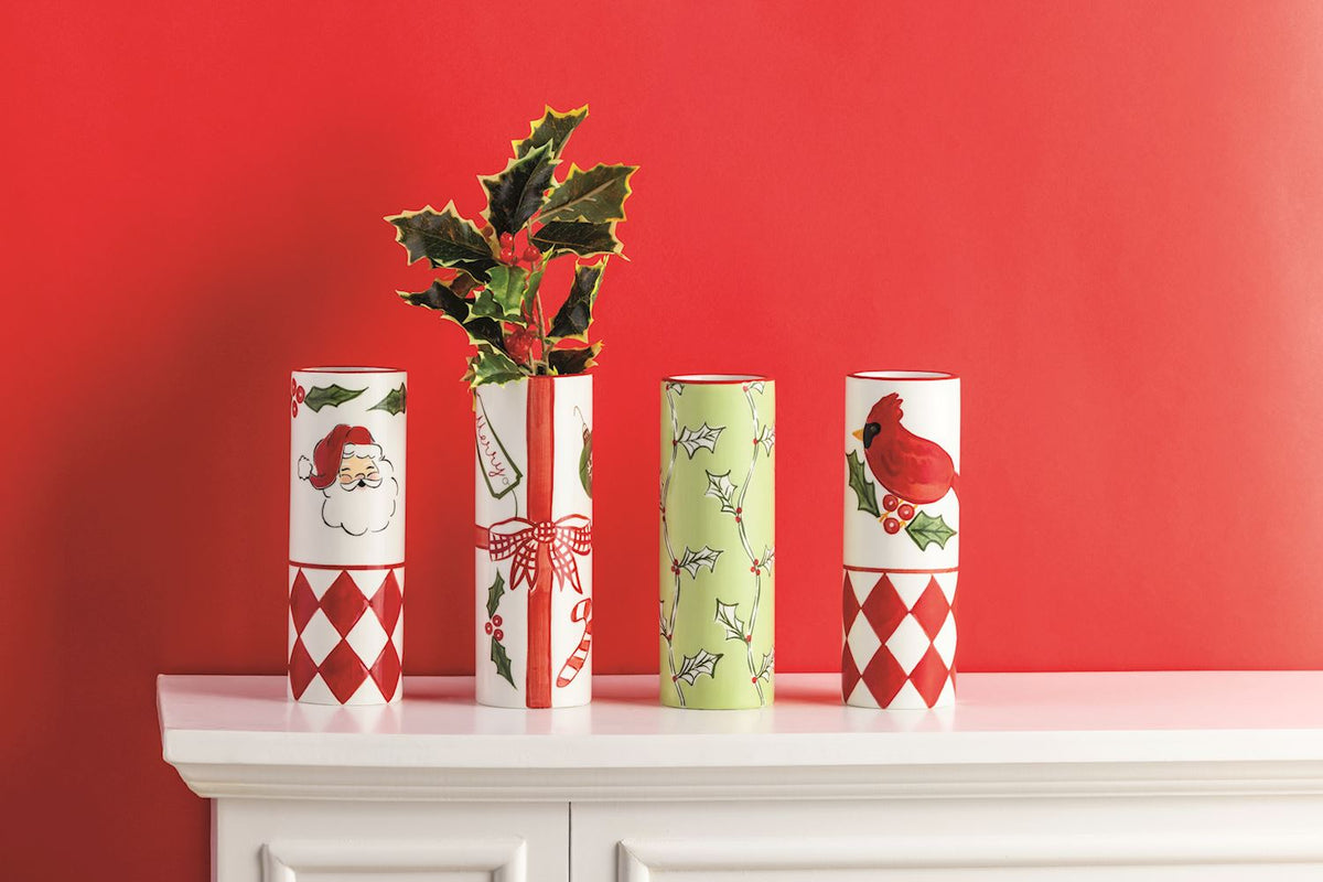 MUD PIE SANTA PAINTED STEM VASE