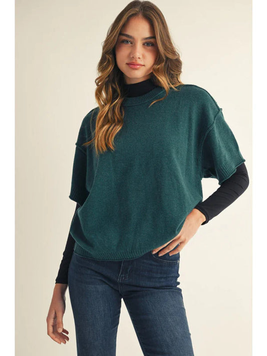 Jodifl Drop shoulder comfy sweater top with raw edge detail.