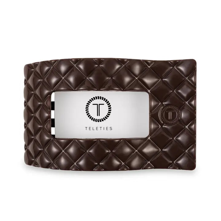 Teleties Flat Rectangle Hair Clip | Large | Truly Taupe Quilted