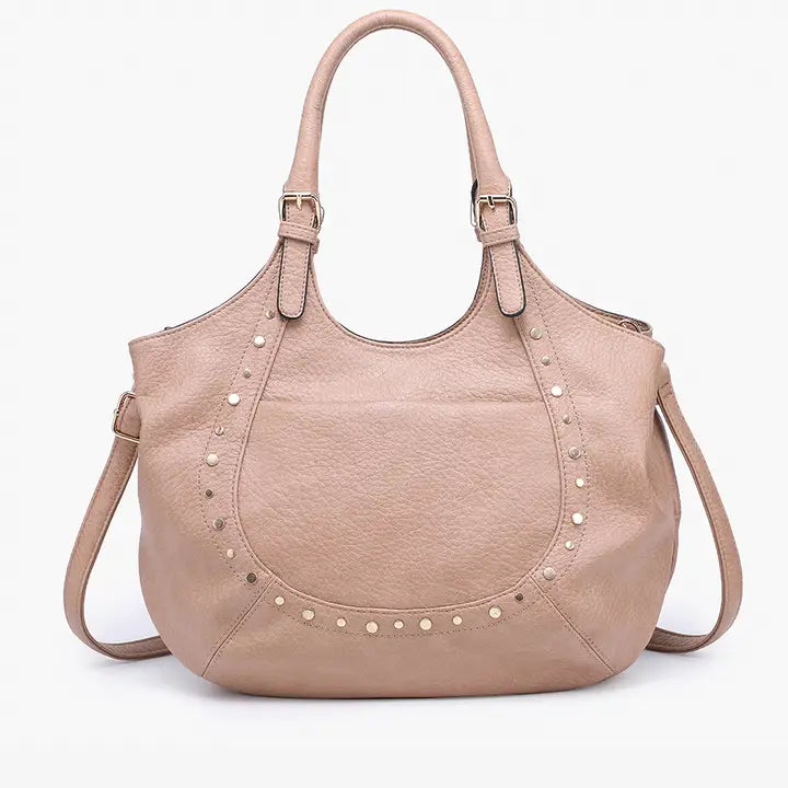 Jen & Co. Kay Studded Hobo w/ Crossbody Strap-Sand
