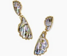 KENDRA SCOTT ALEXA STATEMENT DROP EARRINGS VINTAGE GOLD ABALONE