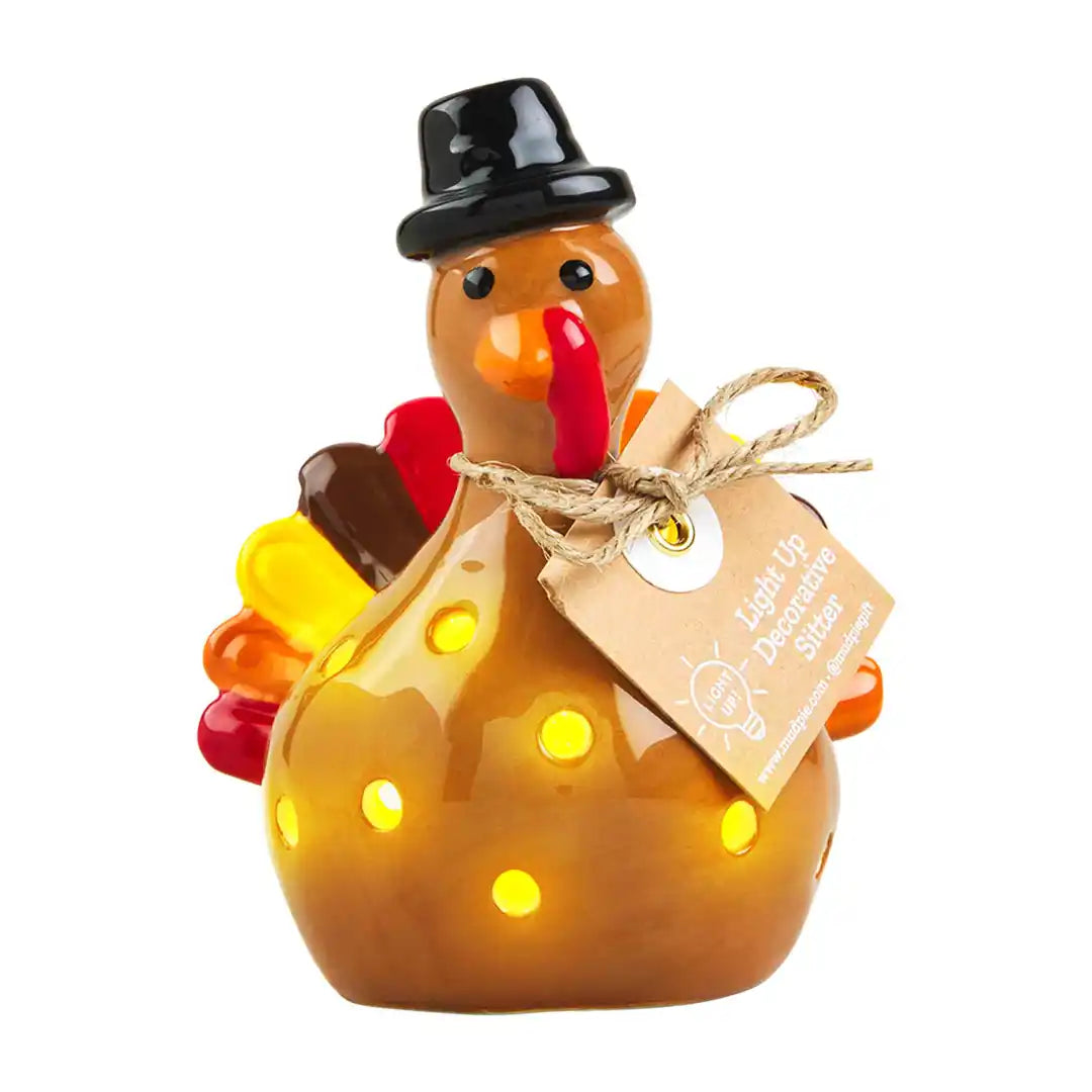 MUD PIE LIGHT-UP TURKEY SITTER