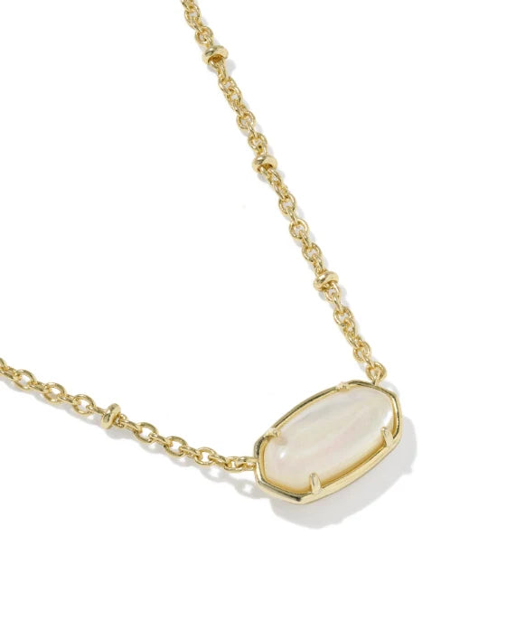 KENDRA SCOTT TIGER STRIPED ELISA SHORT PENDANT NECKLACE GOLD NATURAL MOTHER OF PEARL
