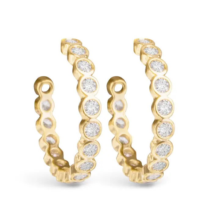 Amanda Blu Bezel Set Cz Hoop Earrings