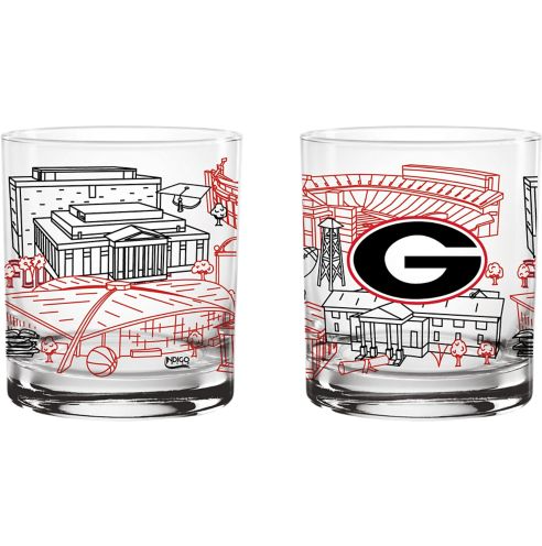 Georgia Bulldogs 14oz. Campus Line Art Glass