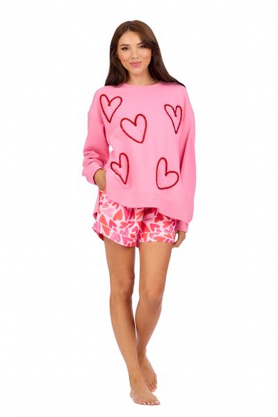 MUD PIE PINK HEARTS PAJAMA SHORTS