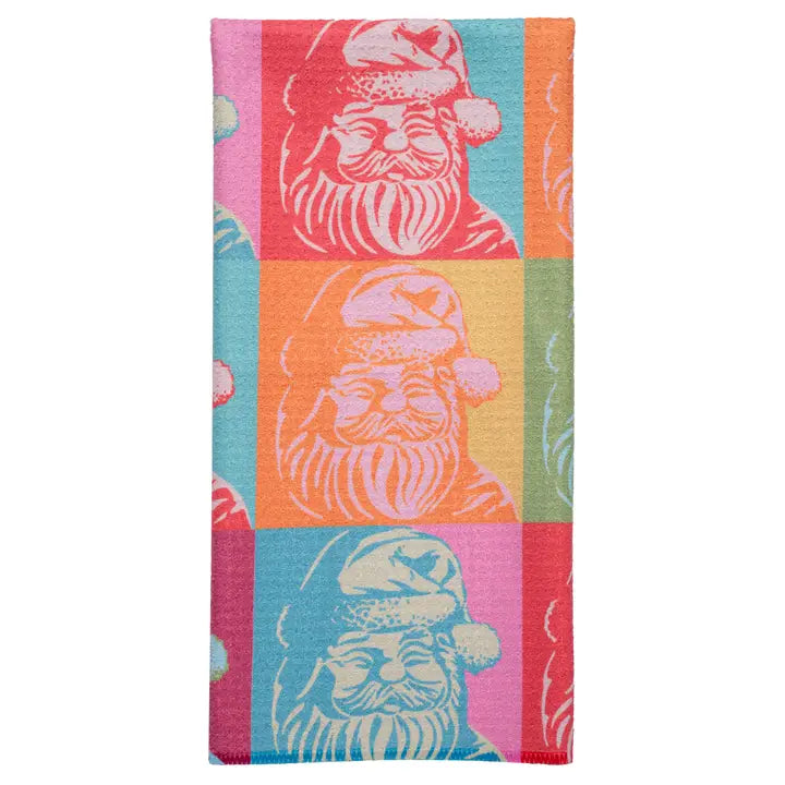 Karma Waffle Weave Tea Towels-Retro Santa
