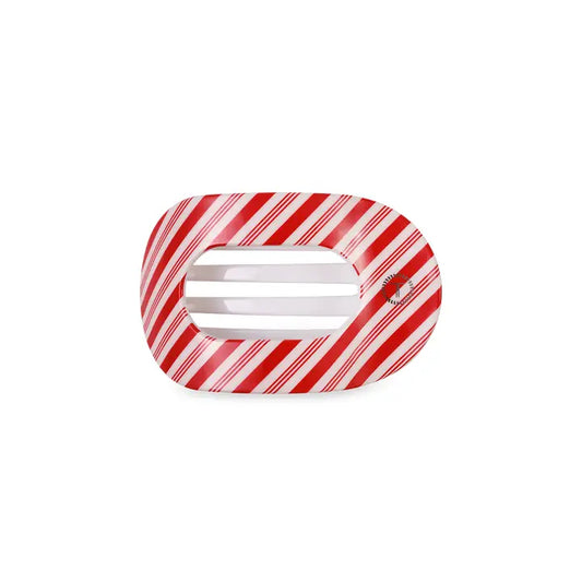 Teleties Flat Round Hair Clip | Small | Candy Cane Crush