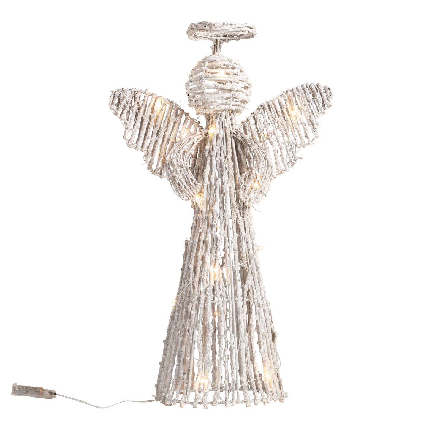 MUD PIE LARGE LIGHT-UP RATTAN ANGEL